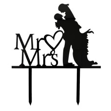 Cake topper Mr&Mrs koppel zwart